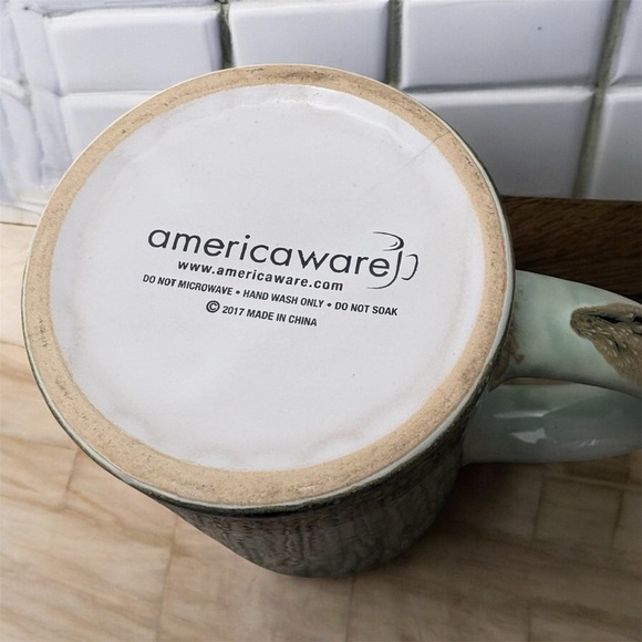 Oregon Copper Medallion Mug Americaware Drip Glaze Green Reactive Collectible - Picture 4 of 5